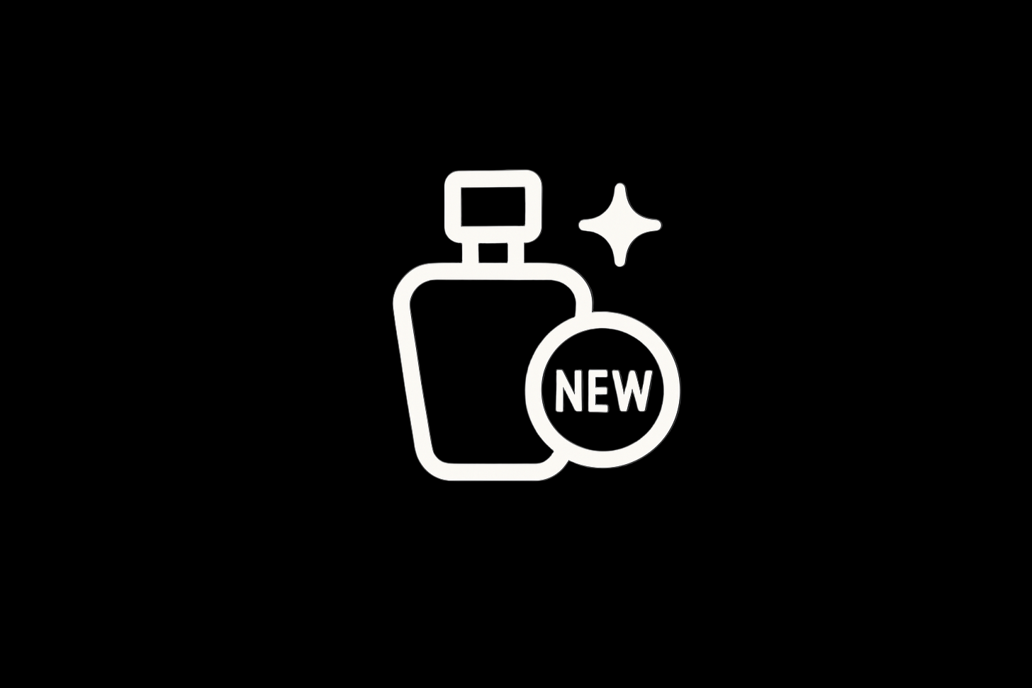 generate me an icon depicting new arrivals for my fragrance website, I want something modern and classy, it must be a white icon with a grey background, size 50 x 50 