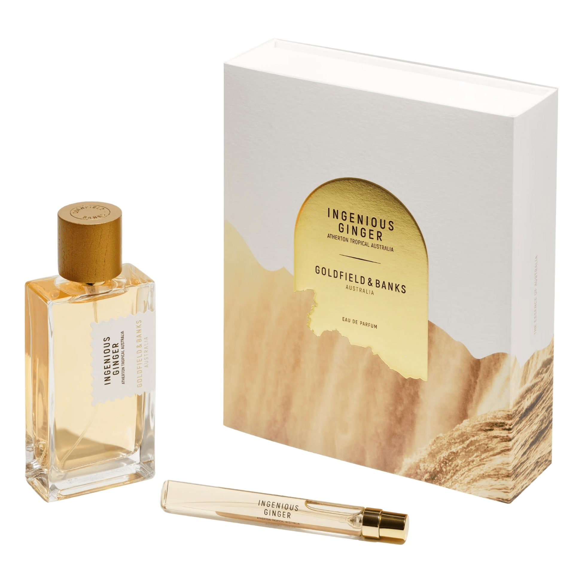 Goldfield & Banks Ingenious Ginger Eau de Parfum spray, 1.7 oz, with a sleek bottle showcasing the ginger-inspired fragrance.