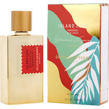Goldfield & Banks Island Lush Eau De Parfum spray bottle, 3.4 oz (100ml), featuring a luxurious fragrance and elegant gold accents.