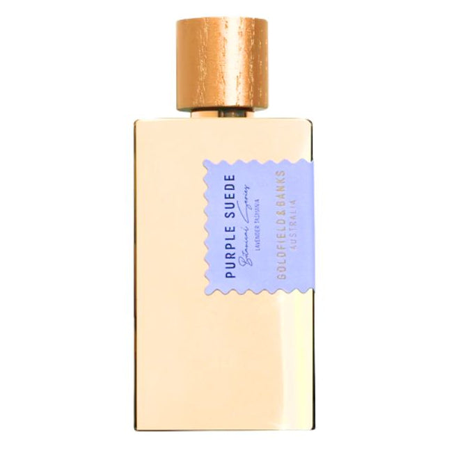 Goldfield & Banks Purple Suede Eau De Parfum spray in 3.4 oz (100ml), featuring a luxurious purple suede bottle.