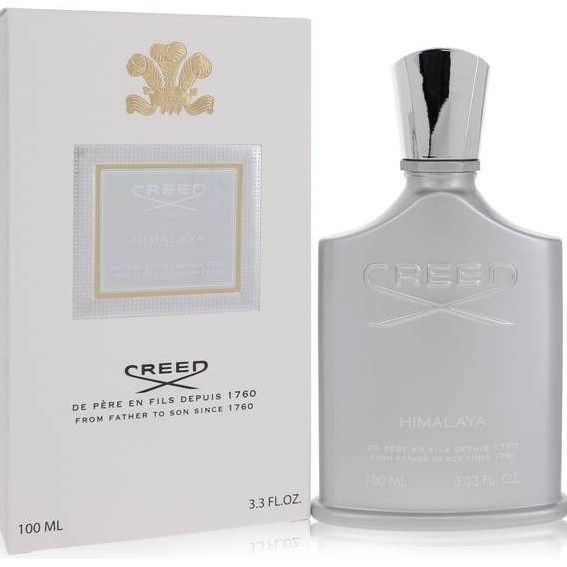 Creed Himalaya Eau de Parfum bottle with minimalist design, featuring a clear glass container and a black cap.
