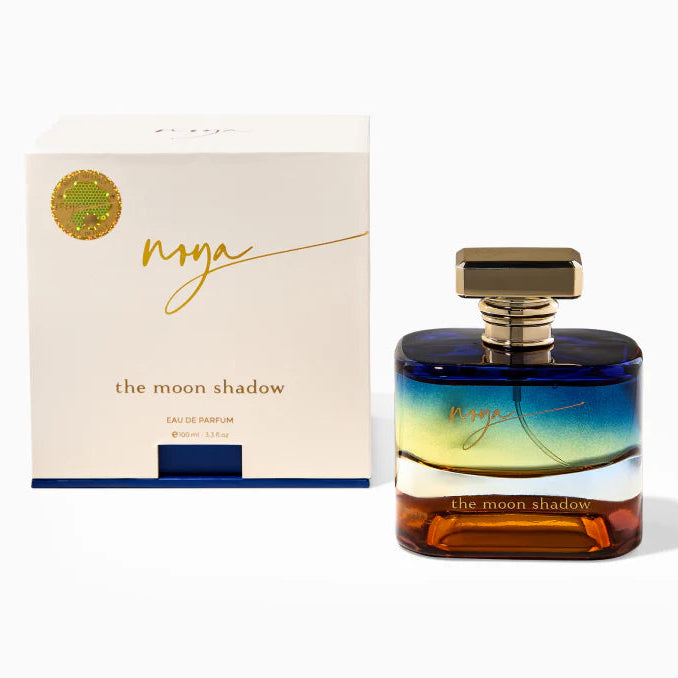 House of Noya The Moon Shadow Eau de Parfum spray bottle, 3.4 oz/100 ml with elegant packaging and dark, mysterious design.