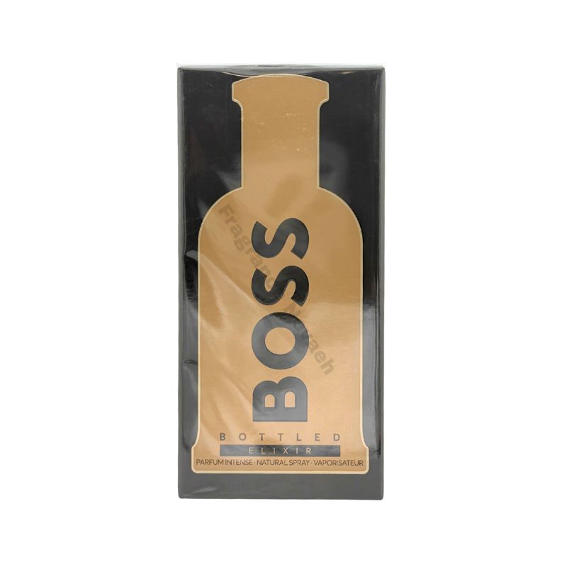Hugo Boss Boss Bottled Elixir parfum intense spray in 3.4 oz (100ml) with elegant packaging and sleek design.