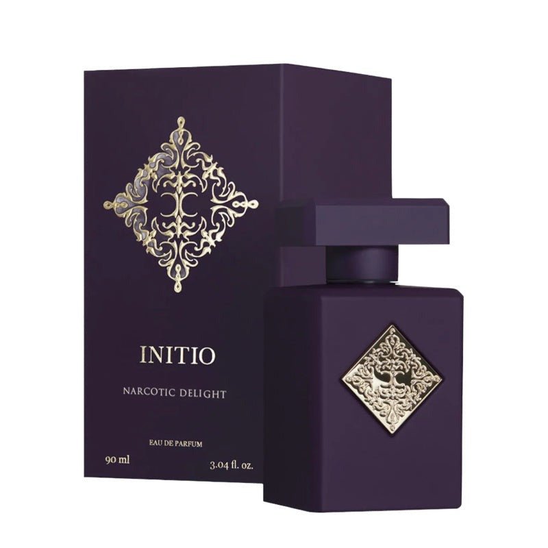 Initio Parfums Privés Narcotic Delight Eau de Parfum spray in 3.04 oz (90ml), with a sleek bottle and elegant design.