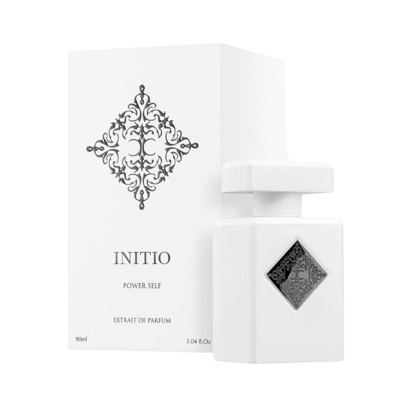 Initio Parfums Privés Power Self Extrait de Parfum spray bottle, 3.04 oz (90 ml), with elegant packaging and branding.