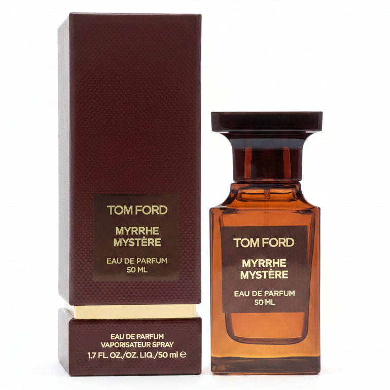 Pre-order Tom Ford Myrrhe Mystere Eau de Parfum bottle with elegant packaging and fragrance details.