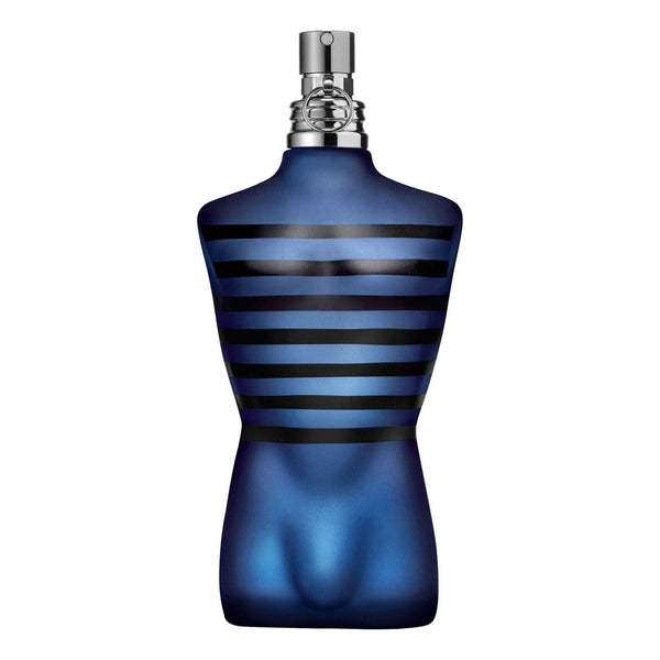 Jean Paul Gaultier Ultra Male Eau de Toilette spray bottle with sleek black packaging and silver accents.
