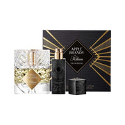 Kilian Apple Brandy On The Rocks Eau de Parfum icon set with perfume bottles and packaging details.