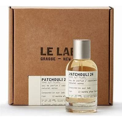 Le Labo Patchouli 24 Eau De Parfum spray in 3.4 oz/100ml bottle, featuring a rich patchouli fragrance with natural aroma.