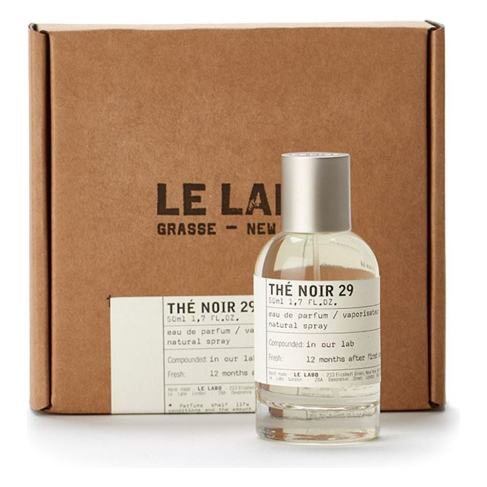 Le Labo The Noir 29 Eau De Parfum in 3.4 oz spray bottle, featuring a sleek glass bottle with the fragrance visible.