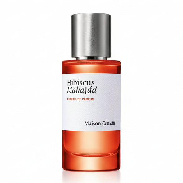 Maison Crivelli Hibiscus Mahajad Extrait de Parfum spray in 3.4 oz bottle, showcasing the elegant fragrance packaging.