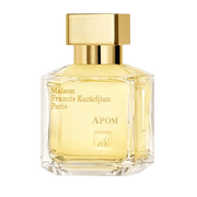 Maison Francis Kurkdjian APOM Eau de Parfum tester bottle, elegant fragrance with a sleek design and minimalist label.