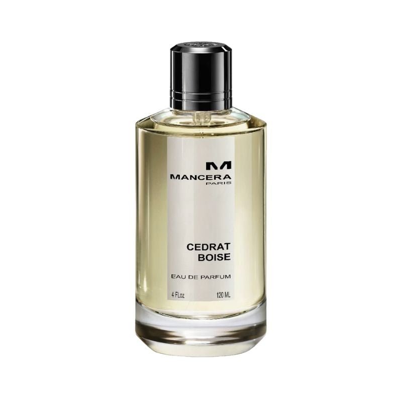 Mancera Cedrat Boise Eau de Parfum spray in a 4 oz (120ml) bottle, featuring a sleek design and vibrant fragrance.