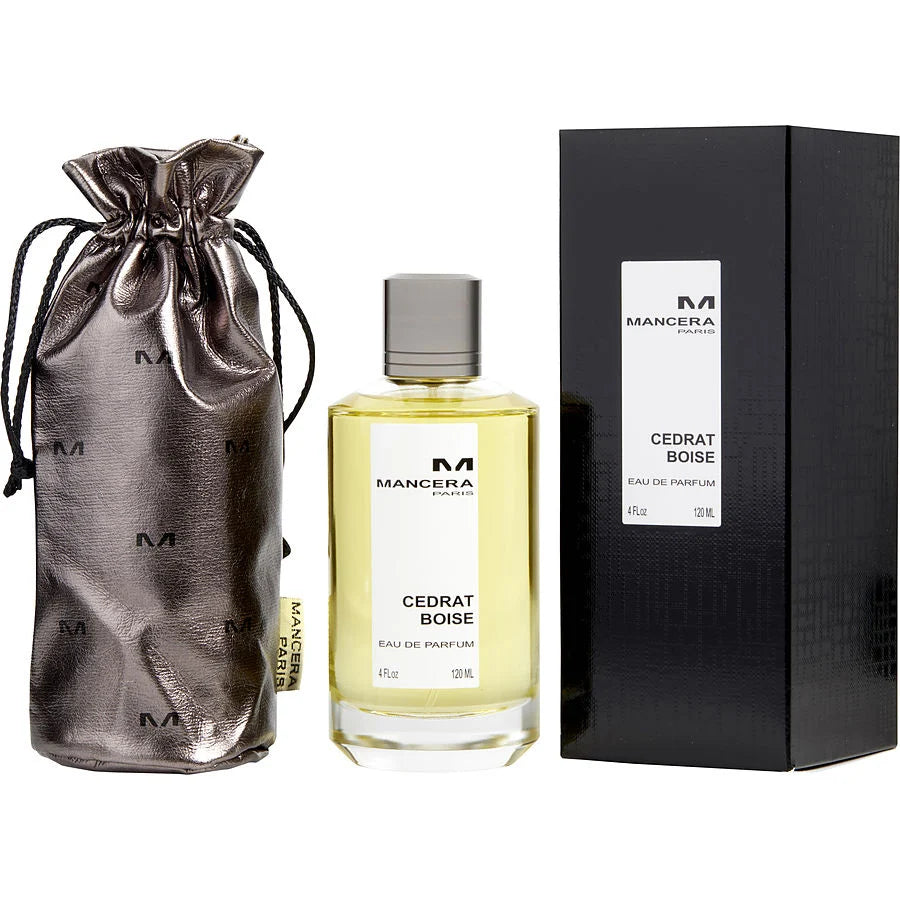Mancera Cedrat Boise Eau de Parfum spray bottle, 4 oz (120ml), featuring a sleek design and vibrant citrus and woody scent.