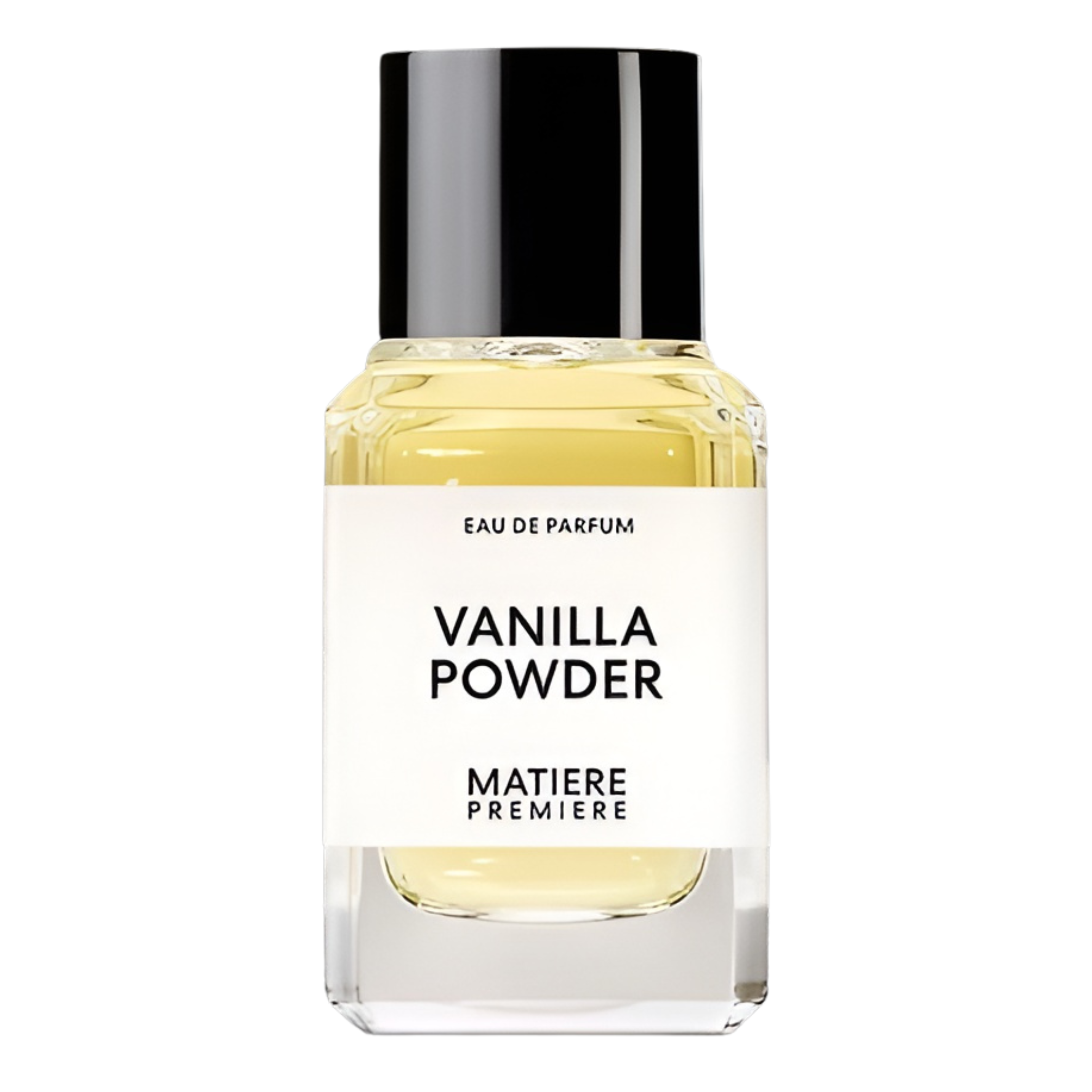 Matiere Premiere Vanilla Powder Eau de Parfum bottle with minimalist label, showcasing elegant design and vanilla scent branding.