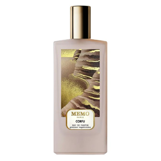 Memo Paris Corfu Eau de Parfum spray, 75ml, featuring a luxurious fragrance bottle with elegant branding and a sleek design.
