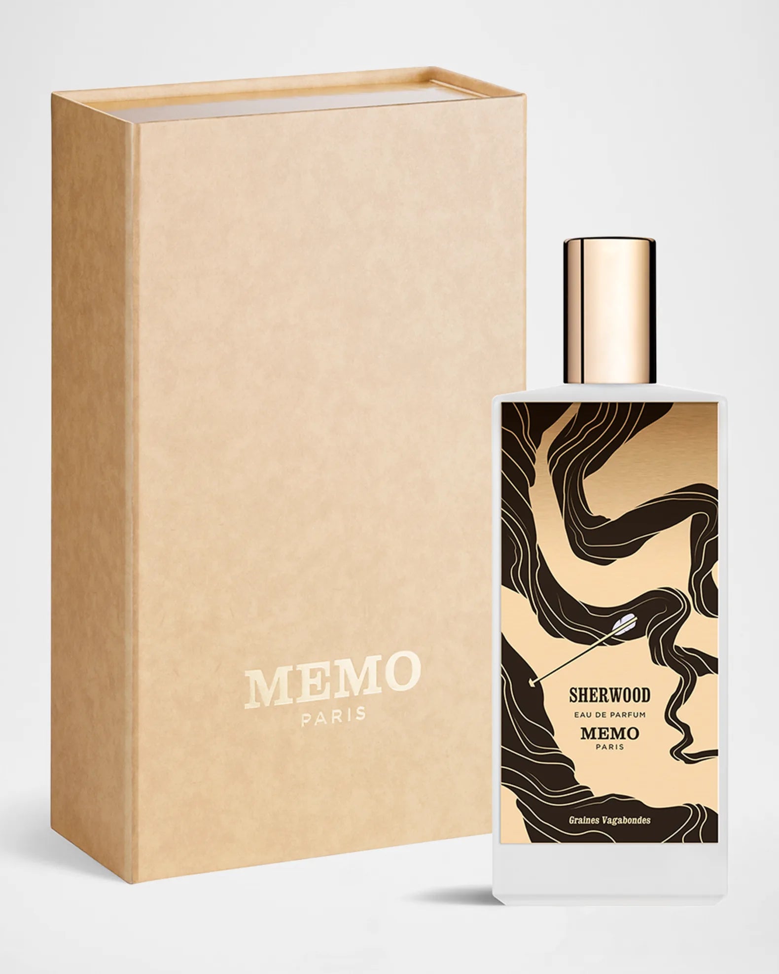 Memo Paris Sherwood Eau de Parfum spray, 75ml, featuring a sophisticated fragrance bottle with elegant design.
