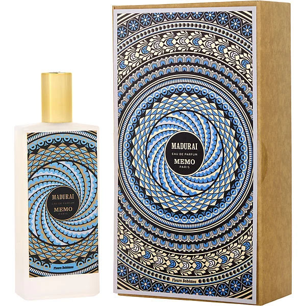 Memo Paris Madurai Eau De Parfum bottle with elegant packaging and floral, spicy scent details.