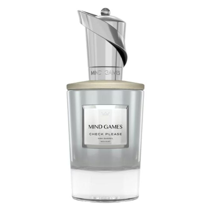 Mind Games Check Please Eau de Parfum spray in 3.4 oz bottle, fragrance by Mind Games Fragrance, shown in a sleek glass bottle.