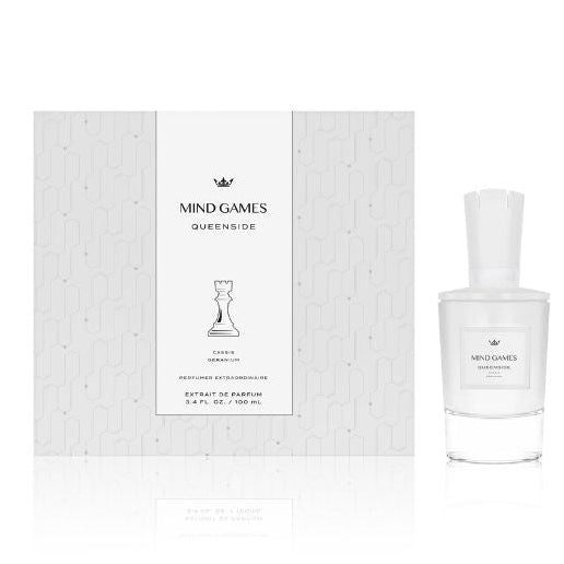 Mind Games Queenside Eau De Parfum spray bottle, 3.4 oz (100ml), elegant fragrance with a sleek design by Mind Games Fragrance.