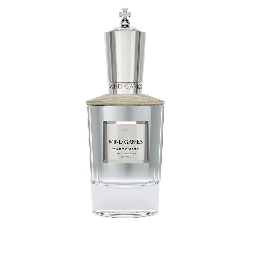 Checkmate Extrait de Parfum spray by Mind Games Fragrance, 3.4 oz, featuring a sleek bottle and elegant design.