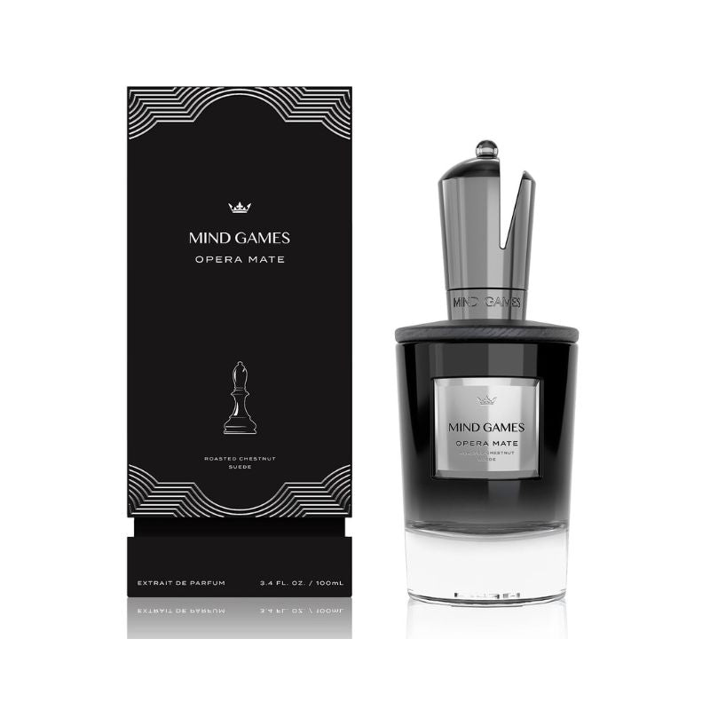 Mind Games Opera Mate Extrait de Parfum spray in 3.4 oz bottle, elegant fragrance with floral and spicy notes, luxurious perfume for women
