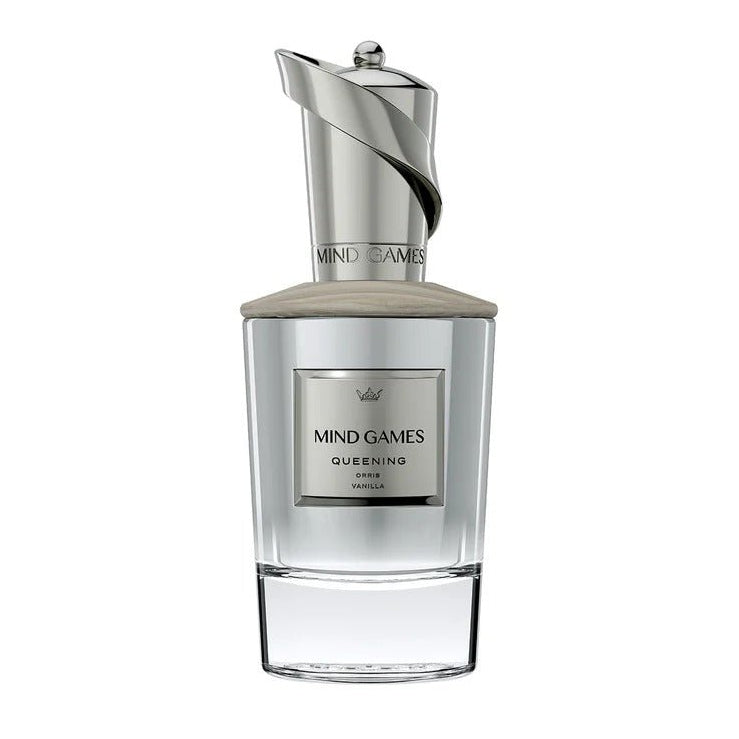 Mind Games Queening Extrait de Parfum spray in 3.4 oz (100ml), elegant bottle, showcasing the luxury fragrance design.