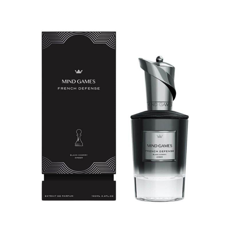 Mind Games French Defense Tester Extrait de Parfum bottle with sleek design from Mind Games Fragrance.