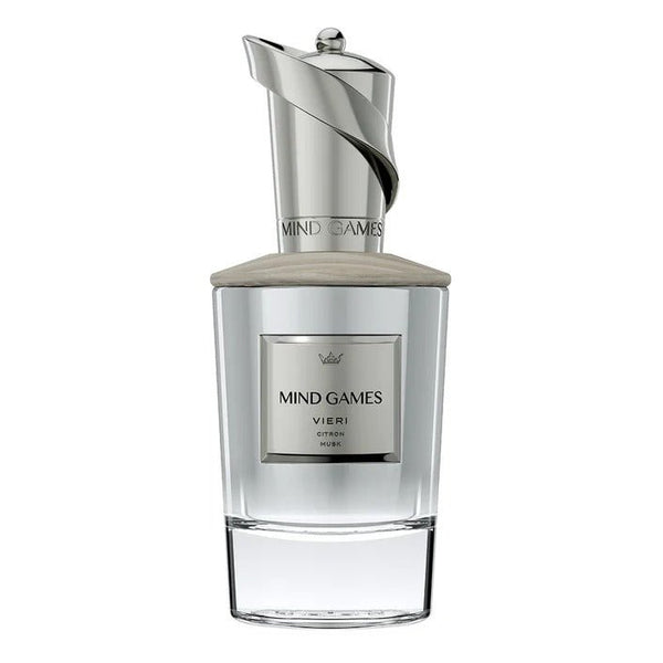 Mind Games Vieri Extrait de Parfum bottle with sleek design from Mind Games Fragrance, displayed on a neutral background.