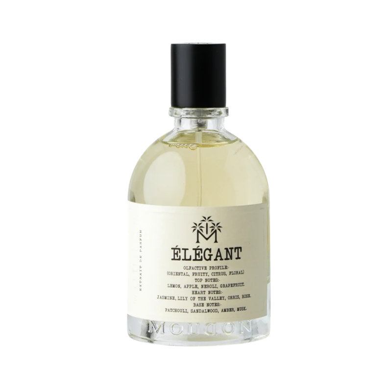 Moudon Elegant Extrait de Parfum spray in a 3.4 oz (100 ml) bottle, showcasing the luxurious perfume design.