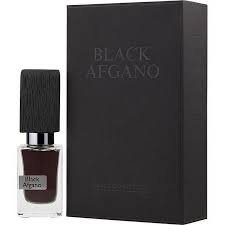 Nasomatto Black Afghano Extrait de Parfum spray bottle, 1 oz (30ml), with dark, aromatic fragrance and elegant packaging.