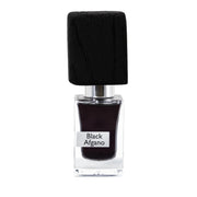 Nasomatto Black Afghano Extrait de Parfum spray, 1 oz (30ml), dark glass bottle with black cap, showcasing the luxurious perfume container.
