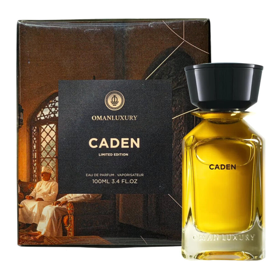 Omanluxury Caden Eau de Parfum spray bottle, 3.4 oz (100ml), elegant packaging for luxury fragrance.