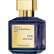 Maison Francis Kurkdjian Oud Satin Mood Extrait de Parfum tester bottle with elegant packaging and fragrance details.