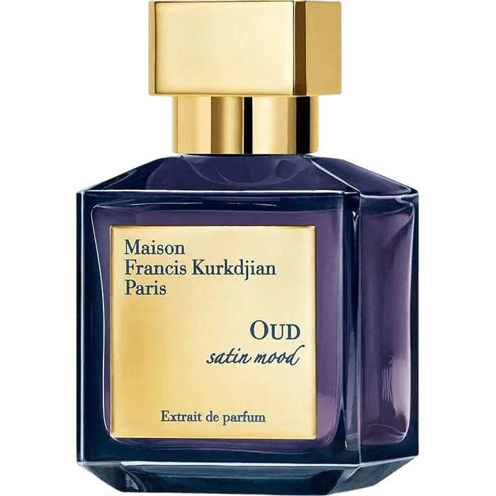 Maison Francis Kurkdjian Oud Satin Mood Extrait de Parfum tester bottle with elegant packaging and fragrance details.