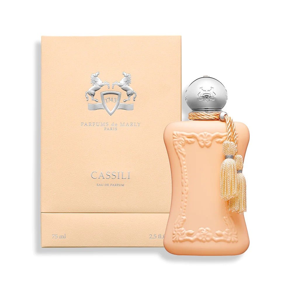 Parfums de Marly Cassili Eau De Parfum tester in 75ml spray bottle, elegant packaging, showcasing the luxury fragrance.
