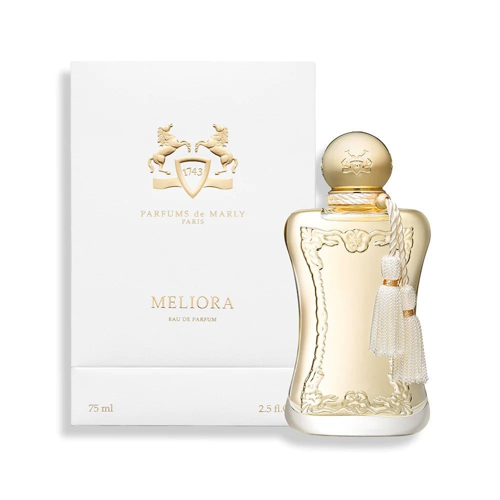 Parfums de Marly Meliora Eau de Parfum spray in 75ml bottle, featuring elegant packaging and a sleek design.