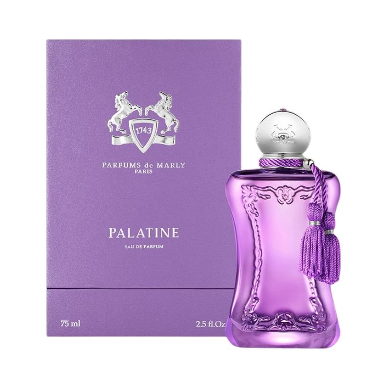 Parfums de Marly Palatine Eau de Parfum tester bottle, 2.5 oz, spray, elegant glass container with branding details.