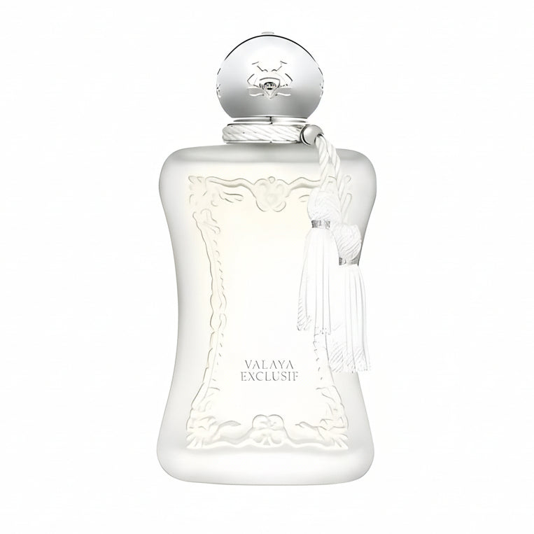 Parfums de Marly Valaya Exclusif Eau de Parfum spray in 75ml, elegant bottle with intricate design, luxurious fragrance.