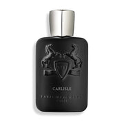 Parfums de Marly Carlisle Eau de Parfum spray in 4.2 oz (125 ml), elegant bottle with gold accents and floral design.