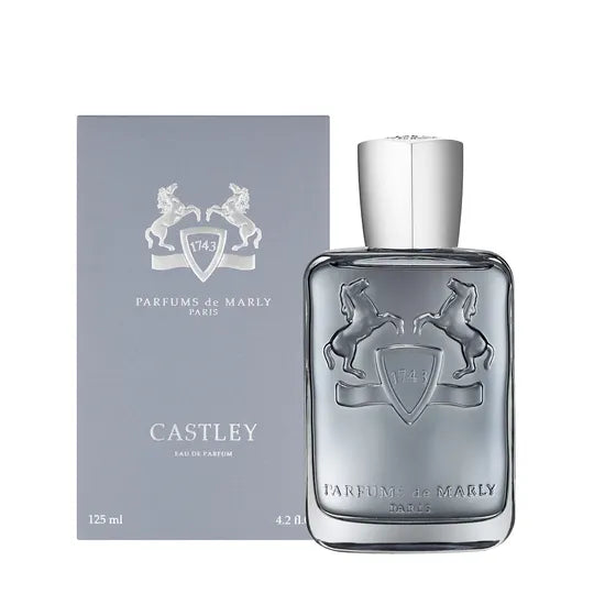 Parfums de Marly Castley Eau de Parfum spray in 4.2 oz bottle, elegant packaging and label visible