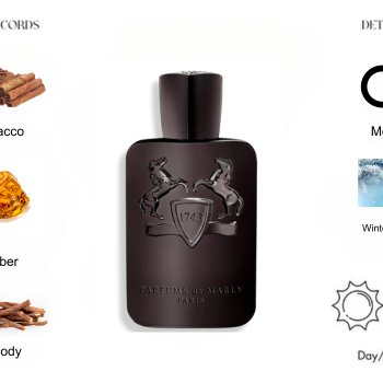 Parfums de Marly Herod Eau de Parfum spray bottle, 4.2 oz, elegant glass packaging with a gold cap, luxurious fragrance.