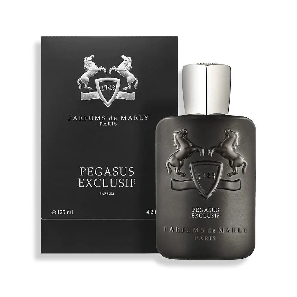 Parfums de Marly Pegasus Exclusif Eau de Parfum spray in a 125ml bottle, showcasing elegant packaging and design.