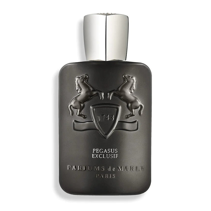 Parfums de Marly Pegasus Exclusif Eau de Parfum spray in 125ml bottle, elegant design, featuring luxurious branding and gold accents.