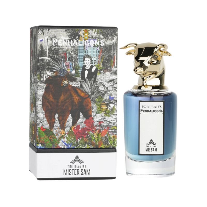 Penhaligon's Mr Sam Eau de Parfum spray bottle, 75ml, showcasing the elegant fragrance bottle design.