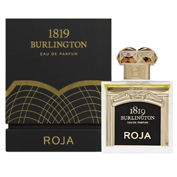 Roja Parfums Burlington 1819 Eau de Parfum spray in 3.4 oz (100 ml) with elegant bottle design and amber-colored fragrance.
