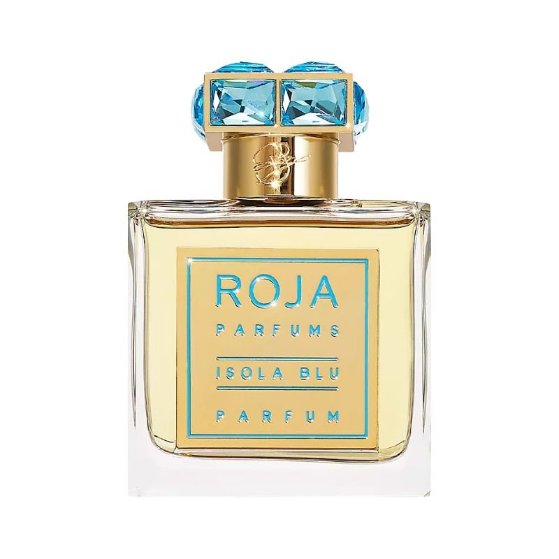 Roja Isola Blu Parfum spray bottle, 1.7 oz (50ml), elegant fragrance container with blue accents and a sleek design.