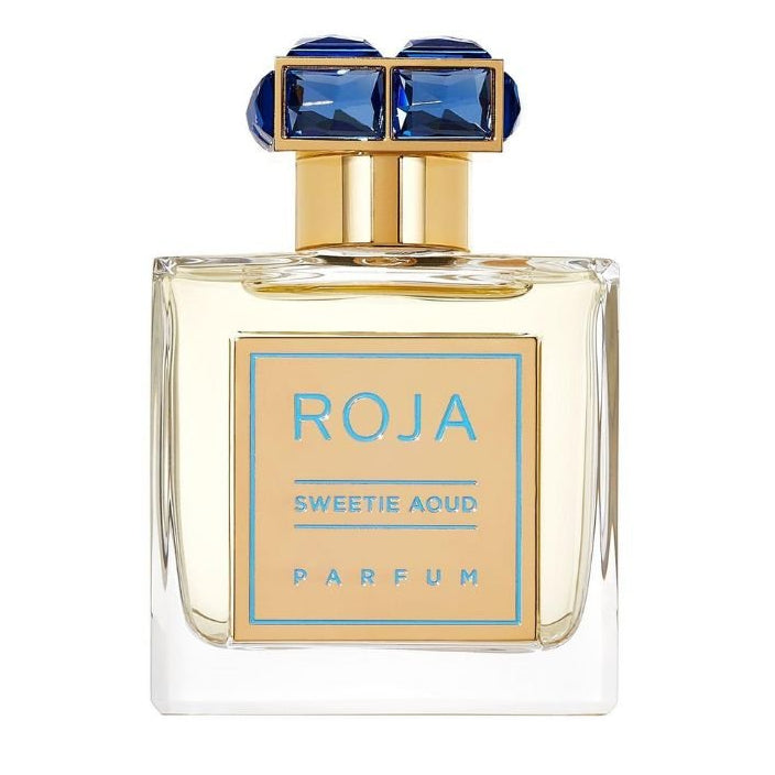 Roja Parfums Sweetie Aoud parfum spray bottle, 1.7 oz (50ml), elegant glass container with cap, showcasing luxurious fragrance packaging.