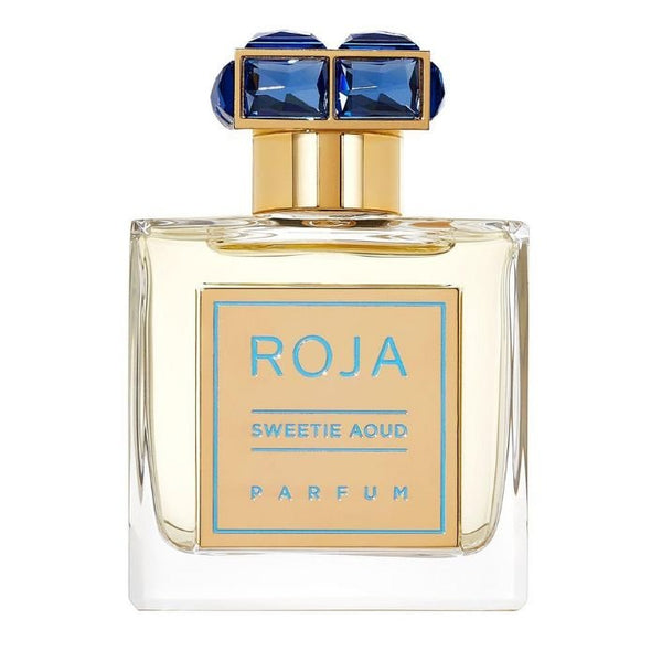 Roja Parfums Sweetie Aoud parfum spray bottle, 1.7 oz (50ml), elegant glass container with cap, showcasing luxurious fragrance packaging.