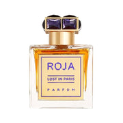 Roja Lost in Paris parfum spray bottle, 3.4 oz (100ml), elegant fragrance bottle with gold accents, luxurious scent packaging